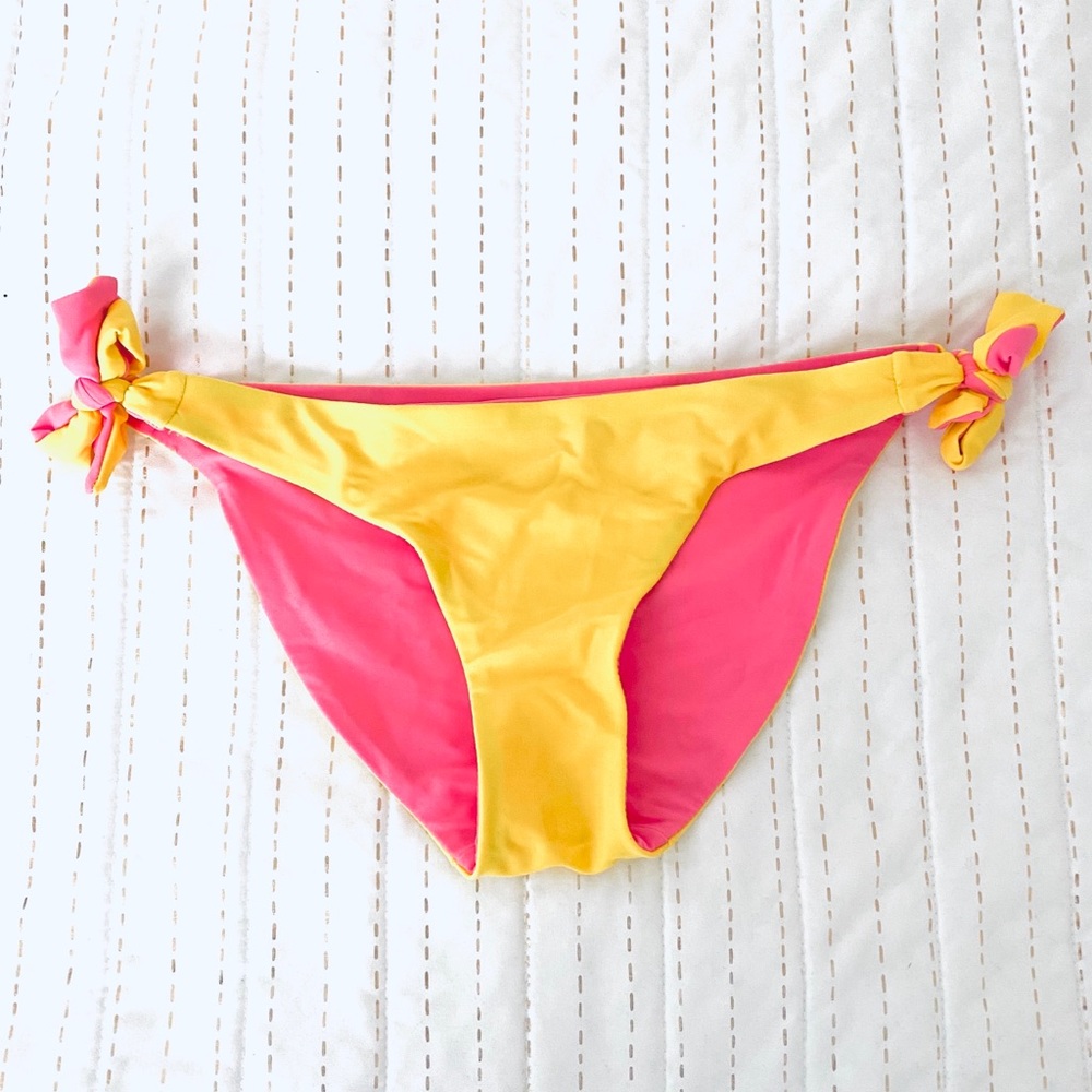 Aerie Reversible Pink and Yellow Tie String Bikini